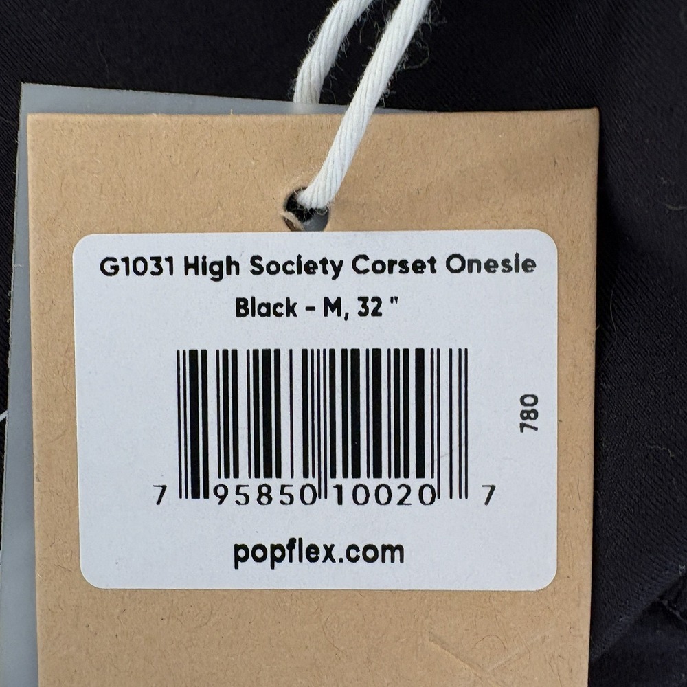 POPFLEX High Society Corset Jumpsuit Med 32" Tall Athleisure Flare Leg Black NEW - Picture 9 of 9